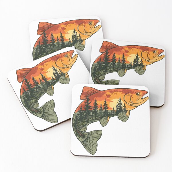 Item preview, Retro Wild Salmon Forest Sunset Double Exposure designed and sold by Shopeon Designs.