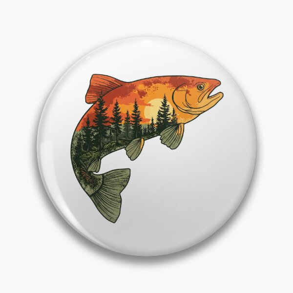 Item preview, Retro Wild Salmon Forest Sunset Double Exposure designed and sold by Shopeon Designs.