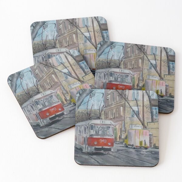 Item preview, Vintage Red Tram City Spring designed and sold by SlavaArt.