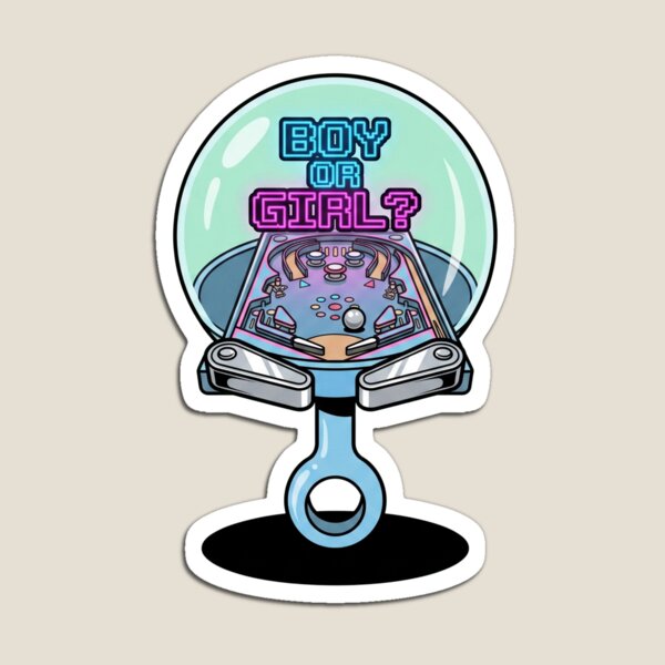 Item preview, Retro Pinball Baby Rattle Gender Reveal Boy or Girl Gamer Pregnancy Art designed and sold by Rare By Hero.