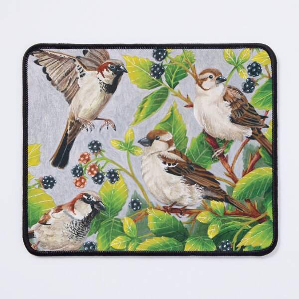 Item preview, House Sparrow Birds Artwork Illustration designed and sold by By Kelly Attenborough.