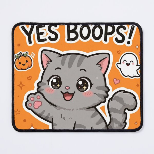 Item preview, Yes Boops! Happy Gray Tabby Cat Halloween designed and sold by CMWorkshop.