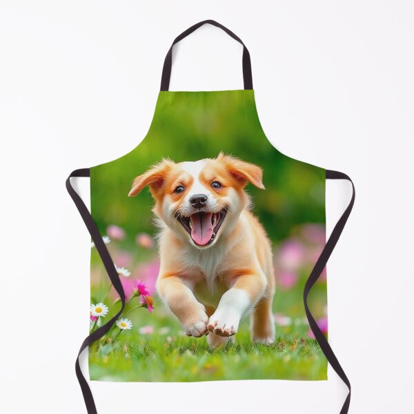 Item preview, Joyful Running Puppy – Happy Corgi-Mix Dog in Flower Field designed and sold by MFMart.