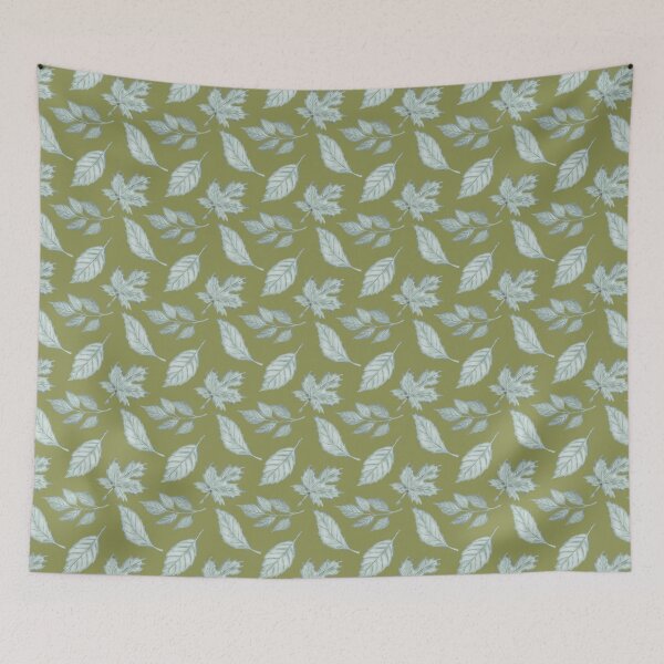 Item preview, Gothic Botanical Sage Green Leaf Pattern Introvert Aesthetic Apparel Textile designed and sold by ​Jyoti Digital Artist.