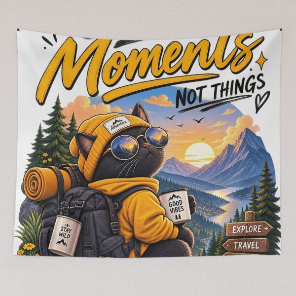 Item preview, Collect Moments Not Things Adventure Cat designed and sold by MoodPopLab.