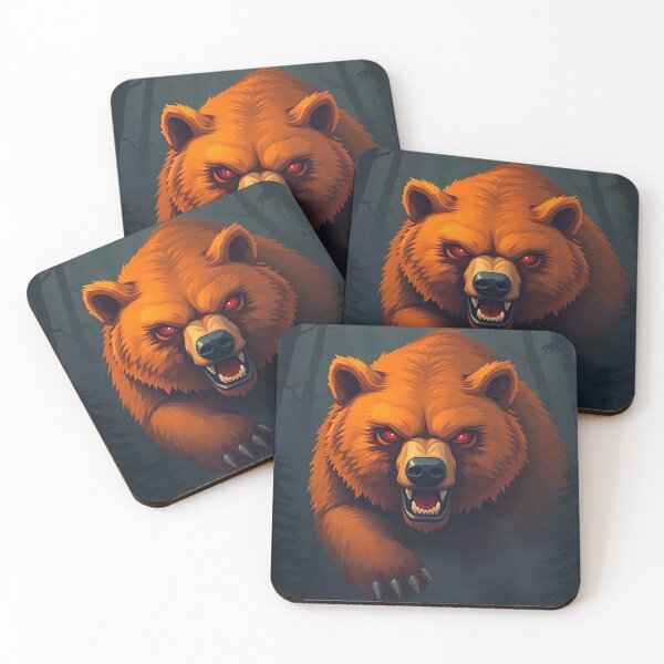 Item preview, Fierce Brown Bear Attack – Aggressive Red-Eyed Bear Portrait designed and sold by MFMart.