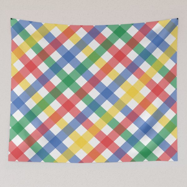 Item preview, Rainbow Color Plaid Grid Pattern, Primary Colors Print designed and sold by bestggraphico.