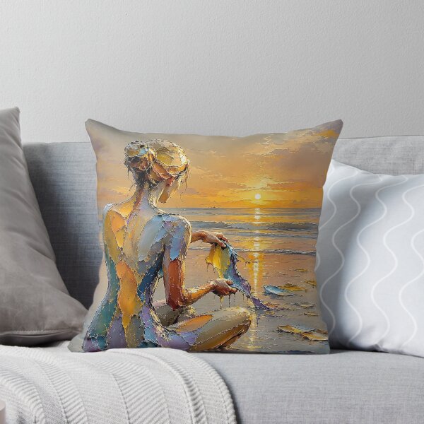 Item preview, Woman at Sunset Coastal Painting designed and sold by dreamybyana.