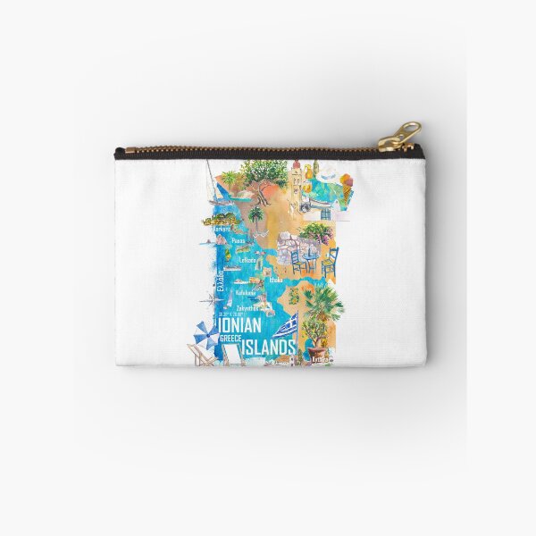 Item preview, Ionian Islands Greece Illustrated Travel Map with Corfu, Zante, Kephalonia, Paxos, Lefkada and Kythera designed and sold by artshop77.