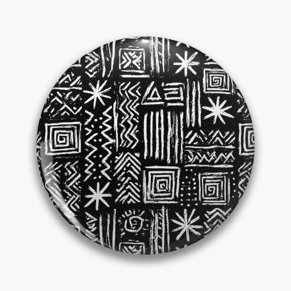 Artikelvorschau, Stammes-Linolschnittmuster, schwarz-weiße Blockdrucksymbole entworfen und verkauft von Nine Lives Studio.