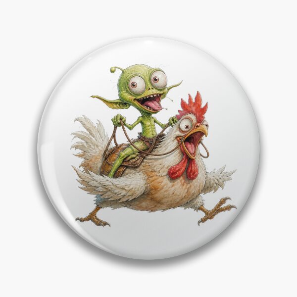 Item preview, Alien Riding Chicken Funny Surreal Farm Adventure Art designed and sold by Wilcox PhotoArt.