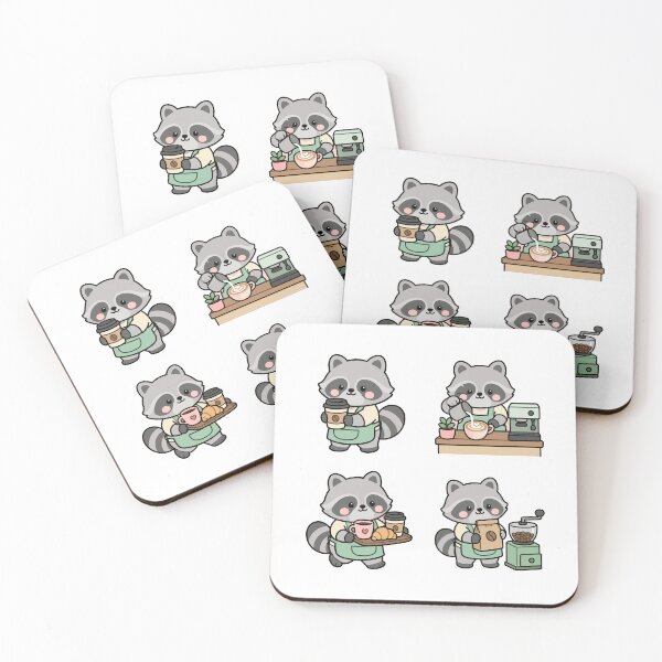 Item preview, Raccoon Barista Coffee Shop – Cute Kawaii Cartoon designed and sold by Moffyuniverse.