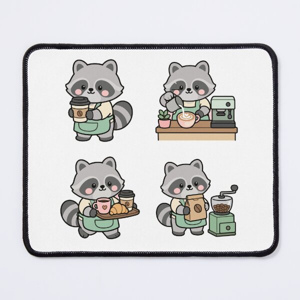 Item preview, Raccoon Barista Coffee Shop – Cute Kawaii Cartoon designed and sold by Moffyuniverse.