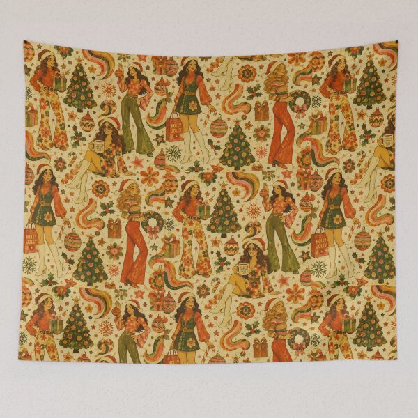 Item preview, Vintage Santa Christmas Pattern | Retro Nostalgic Holiday Design designed and sold by flowerpower999.