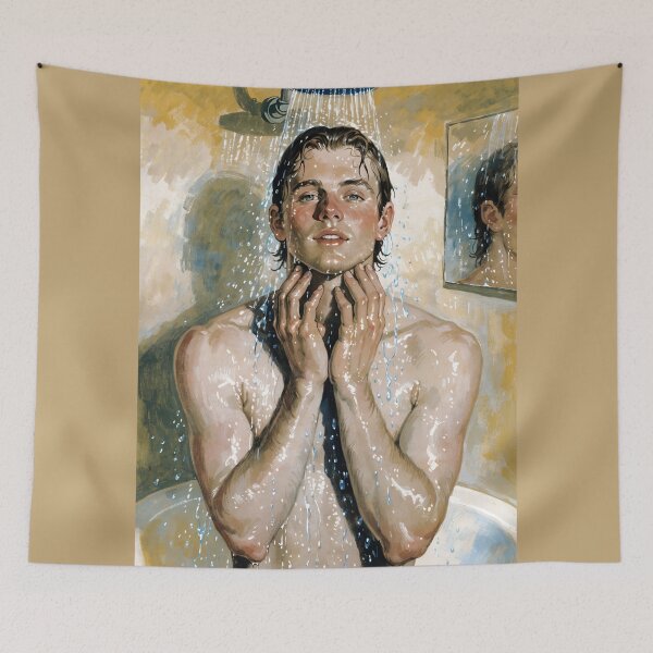 Item preview, Steamy Retro Bath - Mid-Century Handsome Man Illustration designed and sold by gayishdesign.