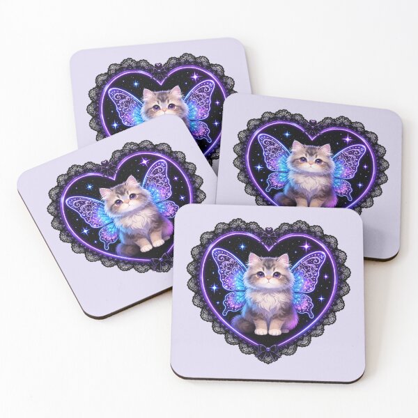 Item preview, Gothic Winged Cat in Lace Heart designed and sold by SweetLilith.
