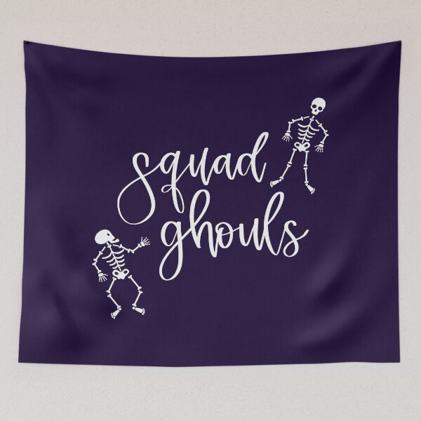 Item preview, Squad Ghouls Halloween Skeleton Print (White) designed and sold by ToluaPrints.
