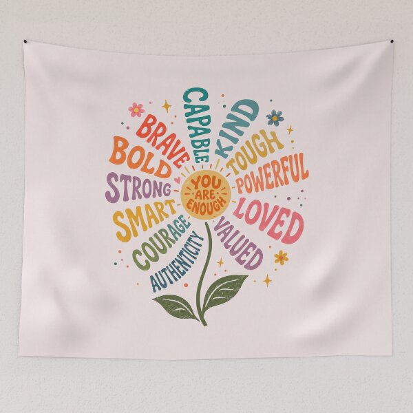 Item preview, You Are Enough Floral Inspirational Quote, Woman Motivational Gift Positive Affirmation designed and sold by Quiajia.