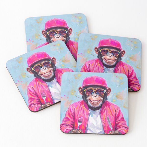 Item preview, Bon Appetit Chimpanzee in Pop Art style in bright colors designed and sold by TYA - Take Your Art.