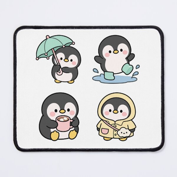 Item preview, Penguin Rainy Day Coffee – Cute Kawaii Cartoon designed and sold by Moffyuniverse.