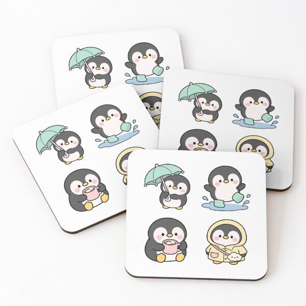 Item preview, Penguin Rainy Day Coffee – Cute Kawaii Cartoon designed and sold by Moffyuniverse.
