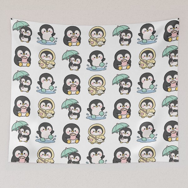 Item preview, Penguin Rainy Day Coffee – Cute Kawaii Cartoon designed and sold by Moffyuniverse.