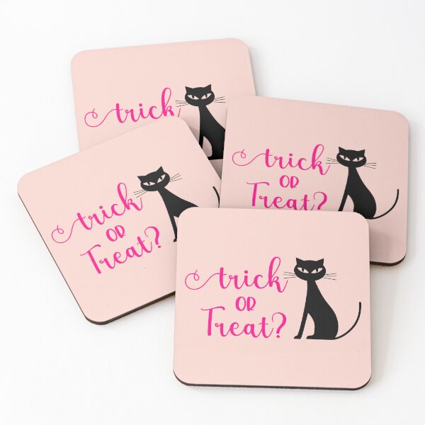 Item preview, Trick or Treat Spooky Black Cat Print (Pink) designed and sold by ToluaPrints.