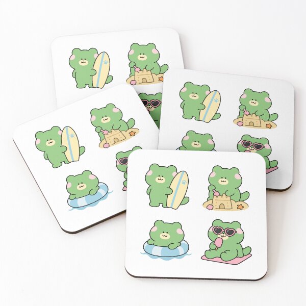 Item preview, Green Frog Summer Beach – Cute Kawaii Cartoon designed and sold by Moffyuniverse.