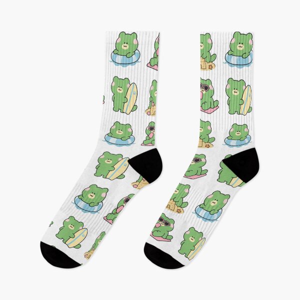 Item preview, Green Frog Summer Beach – Cute Kawaii Cartoon designed and sold by Moffyuniverse.