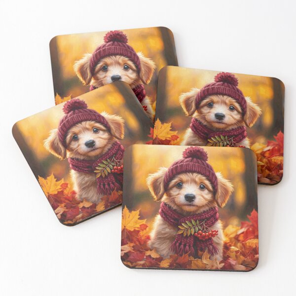 Item preview, Cute Cottagecore Autumn Puppy with Rowan Berries Illustration designed and sold by Englandbear.