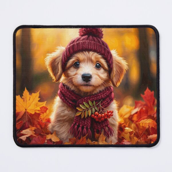 Item preview, Cute Cottagecore Autumn Puppy with Rowan Berries Illustration designed and sold by Englandbear.