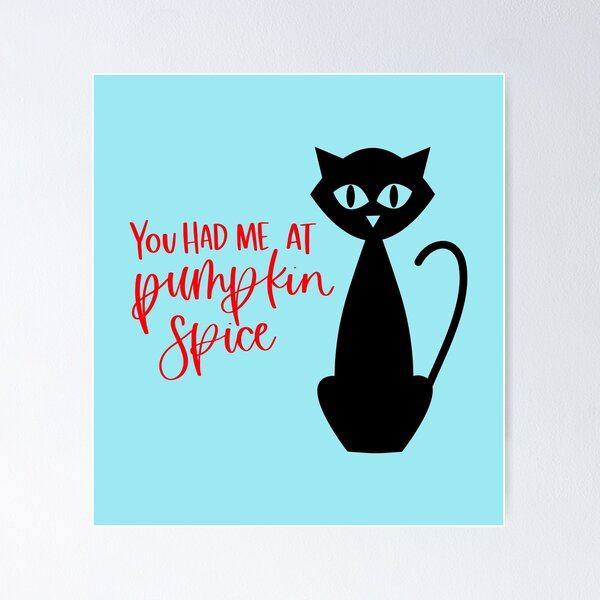 Item preview, You Had Me At Pumpkin Spice Retro Halloween Cat Print (Orange) designed and sold by ToluaPrints.