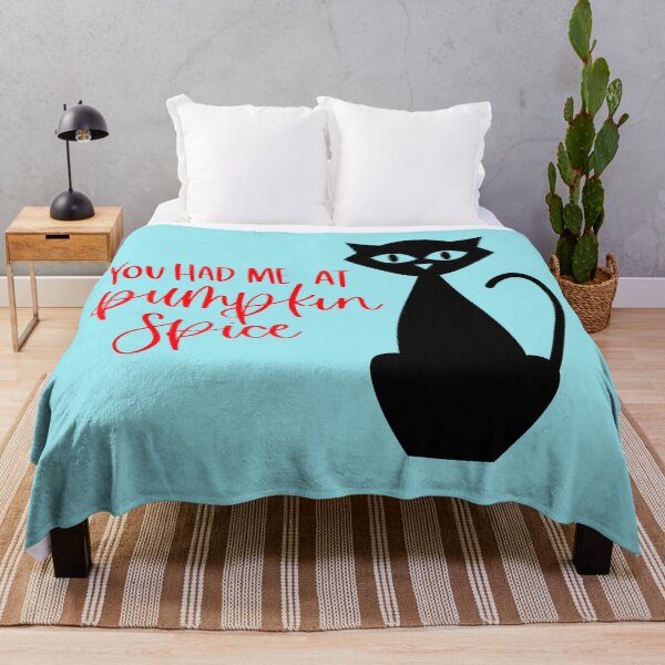 Item preview, You Had Me At Pumpkin Spice Retro Halloween Cat Print (Orange) designed and sold by ToluaPrints.