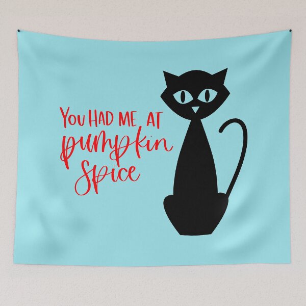 Item preview, You Had Me At Pumpkin Spice Retro Halloween Cat Print (Orange) designed and sold by ToluaPrints.