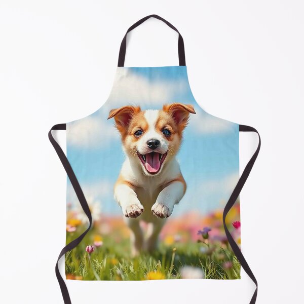 Item preview, Happy Jumping Puppy – Playful Dog Leaping in Blooming Meadow designed and sold by MFMart.