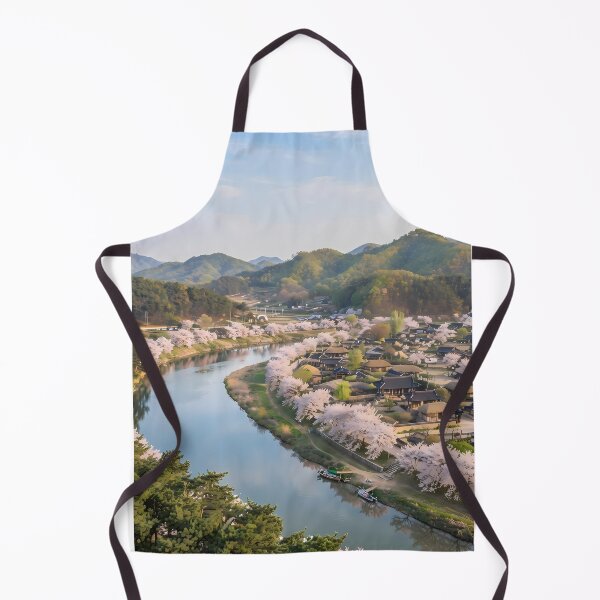 Item preview, Serene Spring at Andong Hahoe Folk Village, Korea: Blooming Cherry Blossoms, Nakdong River & Traditional Korean Hanok Architecture Art Print, Poster & Home Decor designed and sold by SOOstudio73.