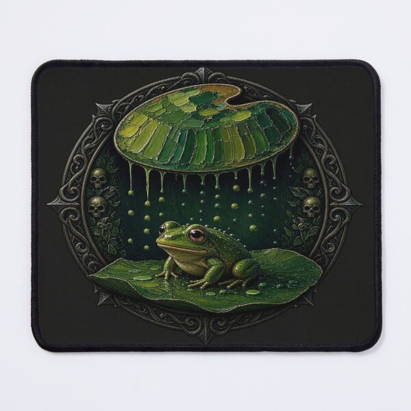 Item preview, Gothic Frog with Artist Palette and Skulls Impasto Art designed and sold by Breezes-of-Ida.
