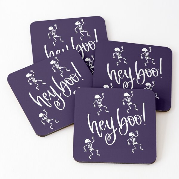 Item preview, Hey Boo Halloween Party Skeleton Print (White) designed and sold by ToluaPrints.