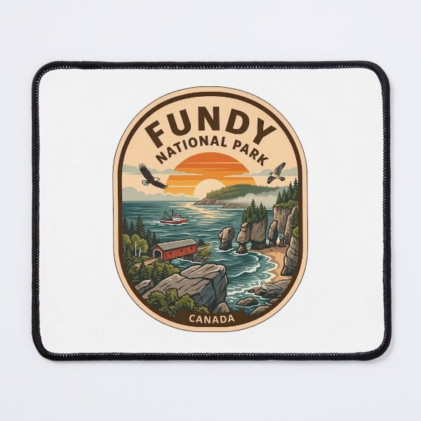 Item preview, Fundy National Park Canada Coastal Sunrise Vintage Badge designed and sold by LittleArij.