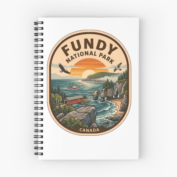 Item preview, Fundy National Park Canada Coastal Sunrise Vintage Badge designed and sold by LittleArij.
