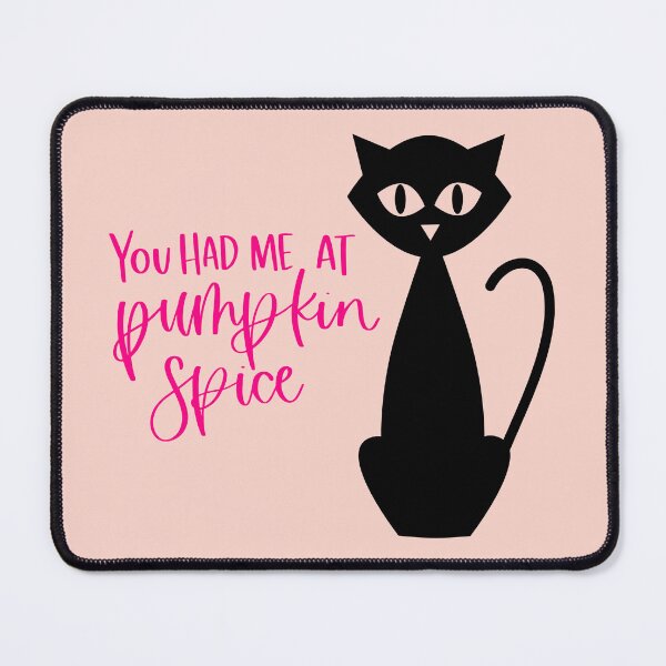 Item preview, You Had Me At Pumpkin Spice Retro Halloween Cat Print (Pink) designed and sold by ToluaPrints.