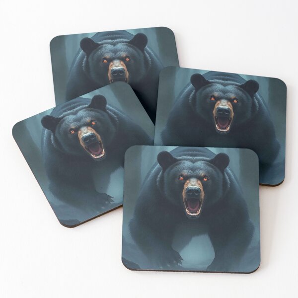Item preview, Menacing Black Bear – Aggressive Red-Eyed Bear in Dark Forest designed and sold by MFMart.