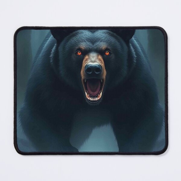 Item preview, Menacing Black Bear – Aggressive Red-Eyed Bear in Dark Forest designed and sold by MFMart.