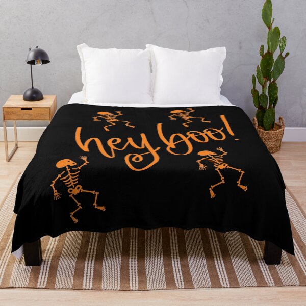 Item preview, Hey Boo Halloween Party Skeleton Print (Orange) designed and sold by ToluaPrints.