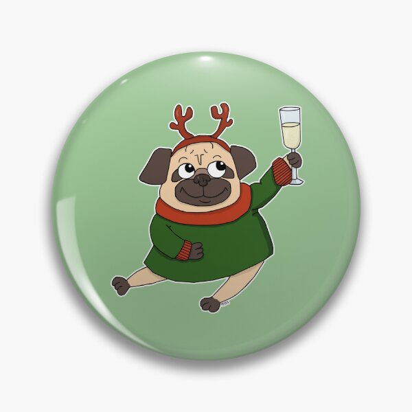 Item preview, Funny Christmas Pug Champagne Toast Sticker | Festive Party Dog Meme designed and sold by MyxaART.