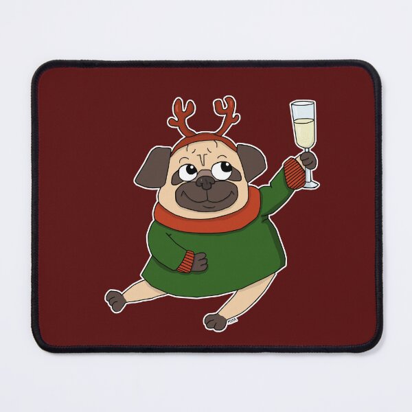 Item preview, Funny Christmas Pug Champagne Toast Sticker | Festive Party Dog Meme designed and sold by MyxaART.