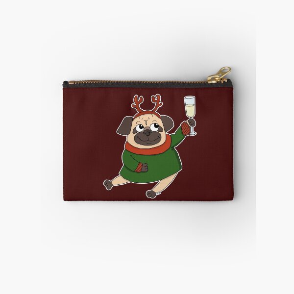 Item preview, Funny Christmas Pug Champagne Toast Sticker | Festive Party Dog Meme designed and sold by MyxaART.