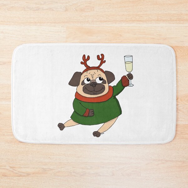 Item preview, Funny Christmas Pug Champagne Toast Sticker | Festive Party Dog Meme designed and sold by MyxaART.