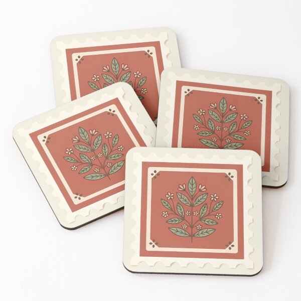 Item preview, Vintage Botanical Postage Stamp Folk Floral designed and sold by ITCHAWAWAA.