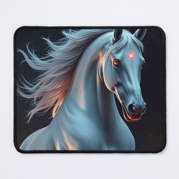 Item preview, Mystic White Horse – Ethereal Horse with Glowing Red Eyes designed and sold by MFMart.